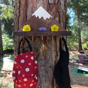 Wood handmade Mountain hook organizer